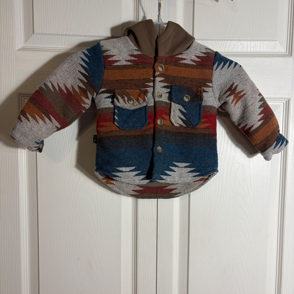 Olive + Scout Toddler Aztec Southwestern Hooded Shacket Jacket 18-24M Multicolor
